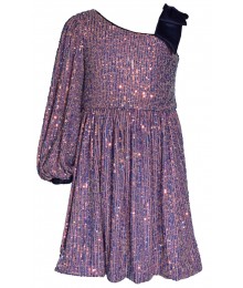 Bonnie Jean Gold/Pink Sequin One Shoulder Dress